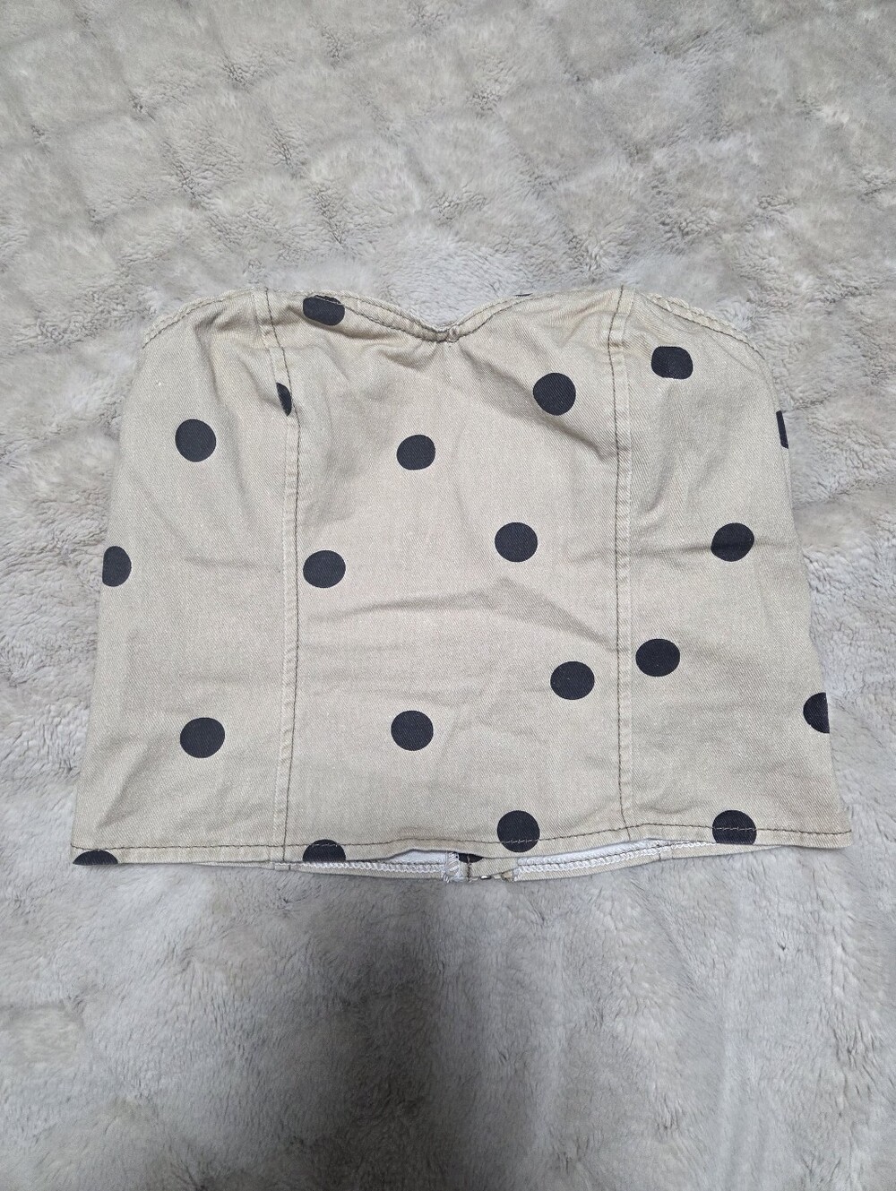 SHEIN Cream Polka Dot Strapless Top